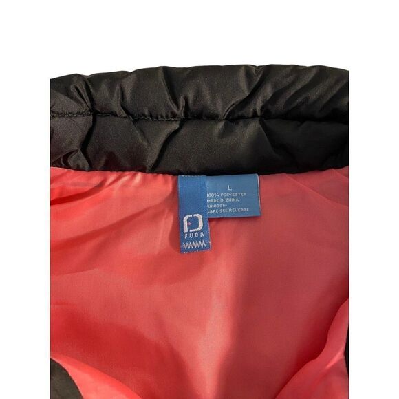 Fuda Black/ pink snap button puffer vest ladies Large - Picture 4 of 9